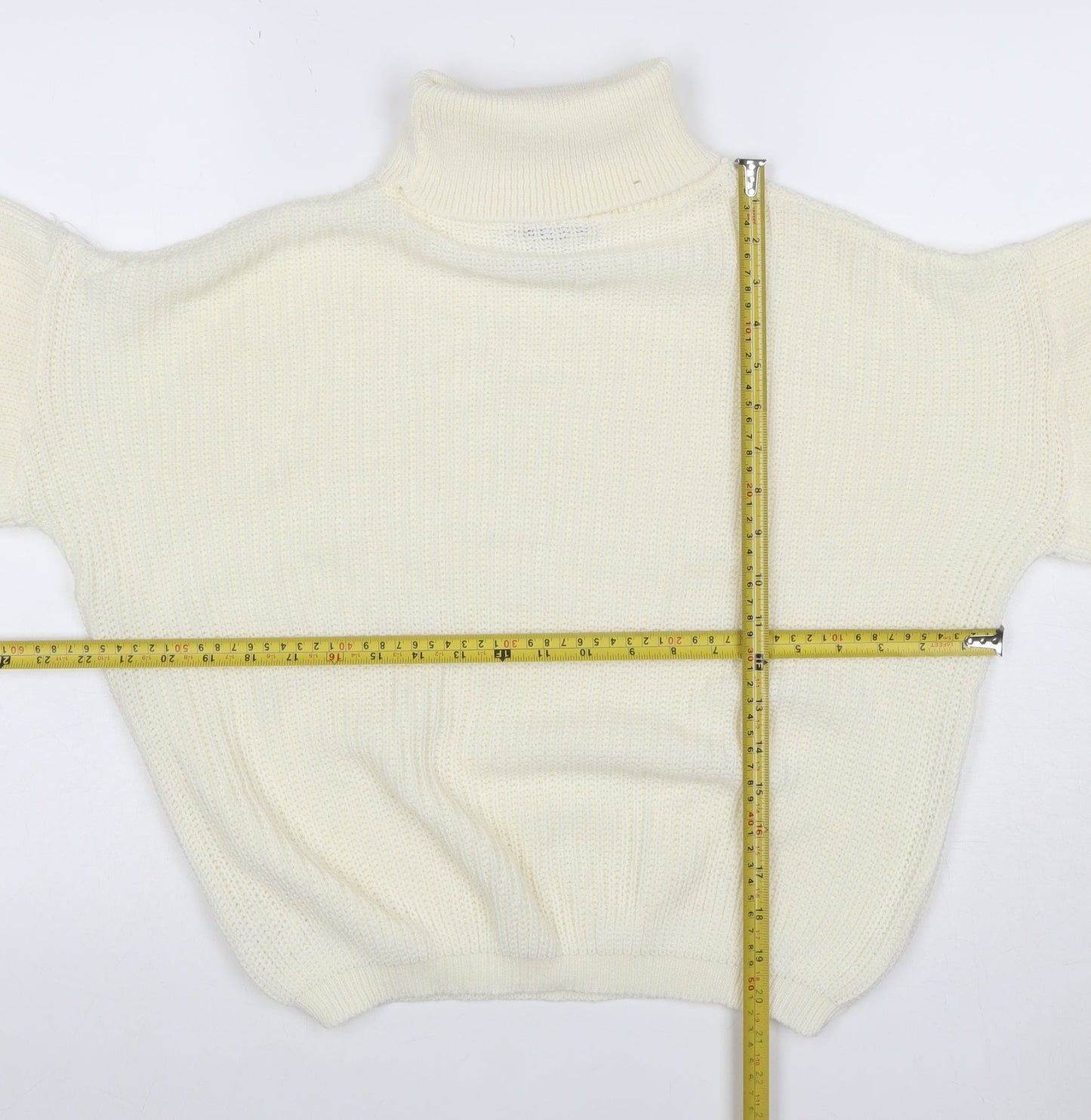 Boohoo Women’s Ivory S Roll Neck Balloon Sleeve Knit Jumper