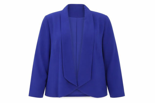 Front view of Kaleidoscope Women Blue UK 22 Open Front Shawl Collar Blazer Jacket