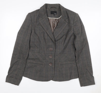 Next Women Grey Check Blazer UK 12 Regular Single-Breasted Workwear