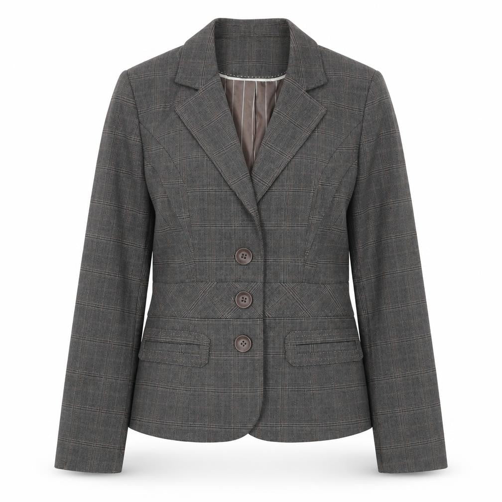 Next Women Grey Check Blazer UK 12 Regular Single-Breasted Workwear