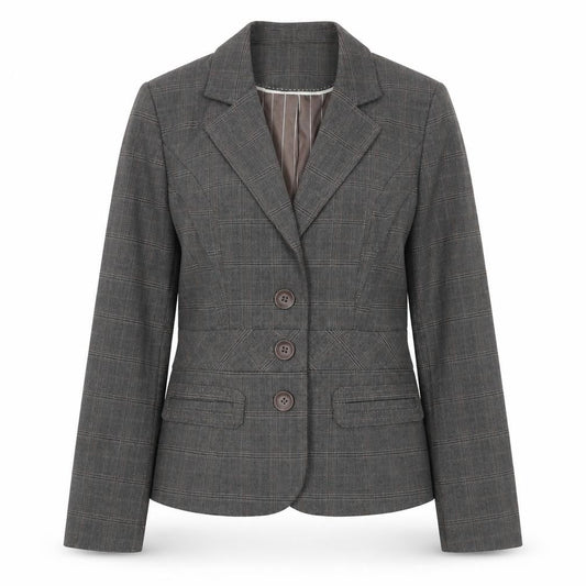 Next Women Grey Check Blazer UK 12 Regular Single-Breasted Workwear