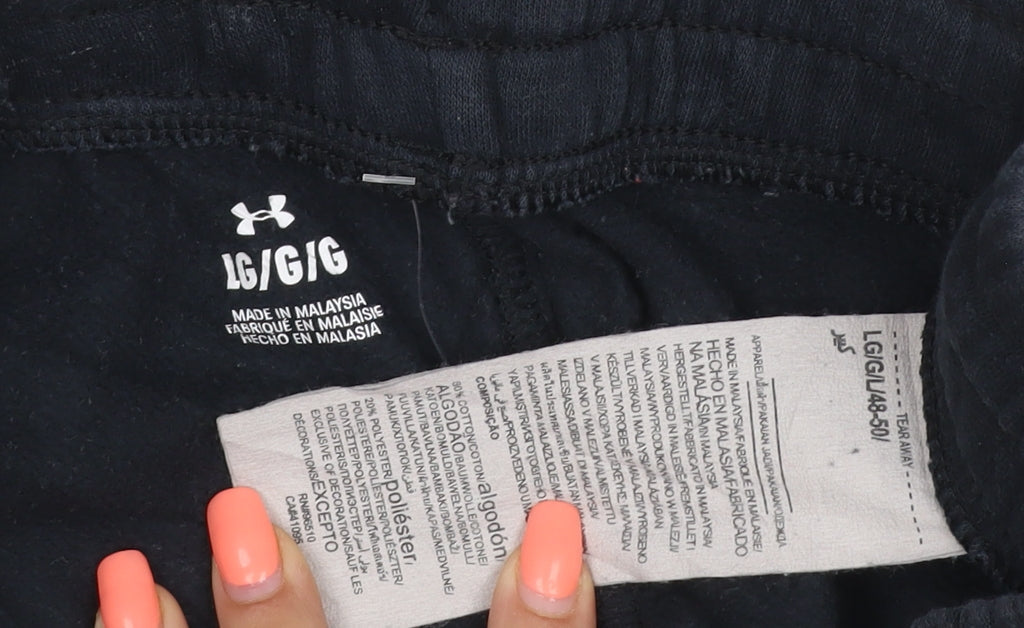 Under Armour Teens Black L Jogger Track Pants Elastic Waist Pockets