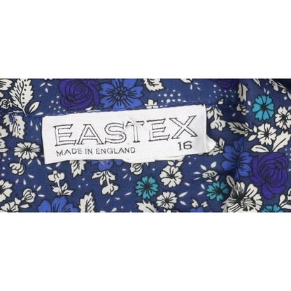 Eastex Women’s Blue Floral Midi Shirt Dress UK 14 Vintage Long Sleeve
