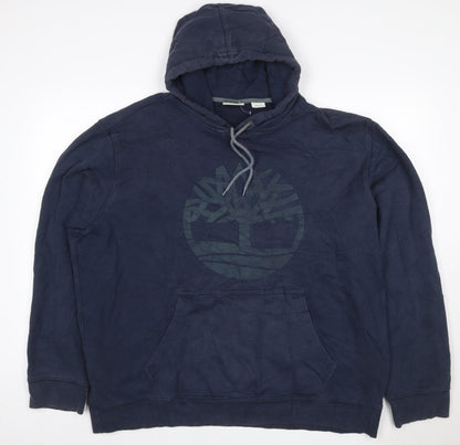 Timberland Men’s Blue 5XL Pullover Logo Graphic Hoodie Big & Tall