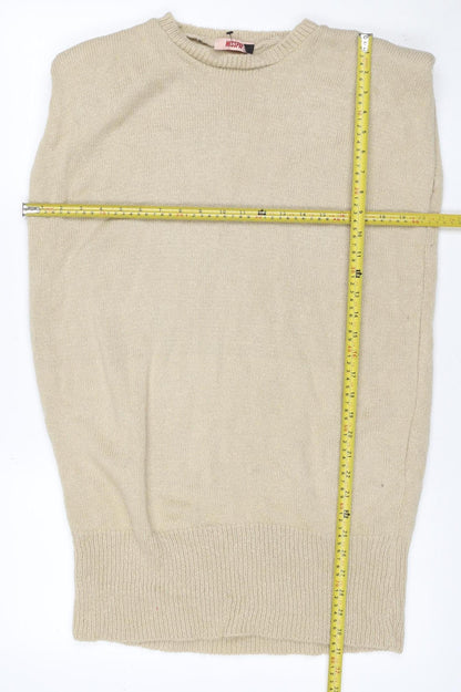 Misspap Women’s Beige UK 6 Sleeveless Round Neck Knit Jumper Vest