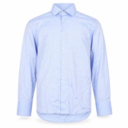 Marks and Spencer Men's Blue 16.5 Regular Fit Herringbone Cotton Shirt