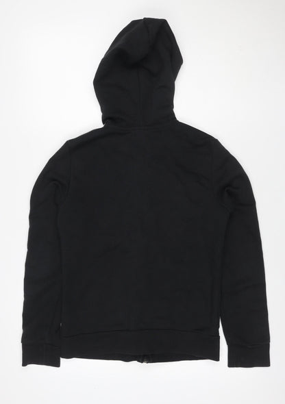 adidas Women Black UK 8 Full Zip Hooded Logo Stripe Hoodie