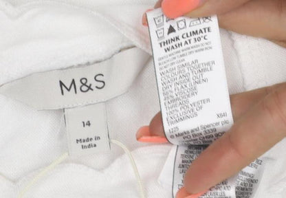 Marks and Spencer Women White UK 14 A-Line Knee Dress