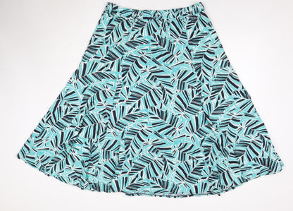BHS Women’s Multicoloured Size 16 Tropical Leaf Linen A-Line Midi Skirt