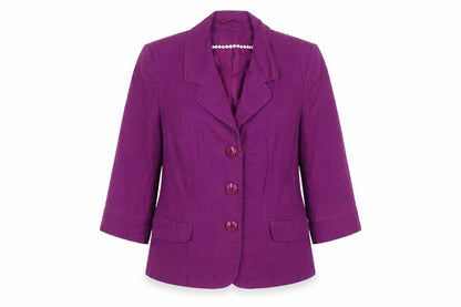 Bhs Women Purple UK 16 Petite Linen Blend 3 Button Blazer Jacket