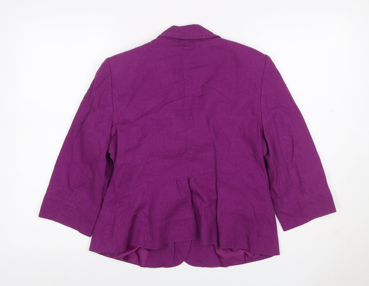 Bhs Women Purple UK 16 Petite Linen Blend 3 Button Blazer Jacket