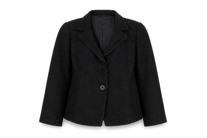 Planet Women's Black UK 16 Textured Bouclé Lined Single Button Blazer