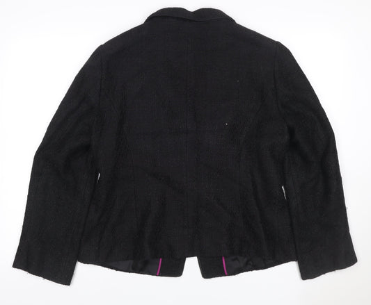 Planet Women's Black UK 16 Textured Bouclé Lined Single Button Blazer