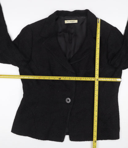 Planet Women's Black UK 16 Textured Bouclé Lined Single Button Blazer