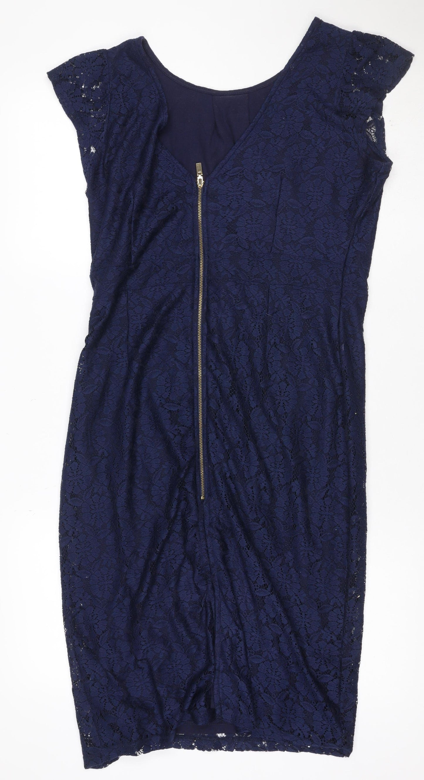 Dorothy Perkins Women Blue UK 16 Bodycon Knee Length Floral Lace Dress
