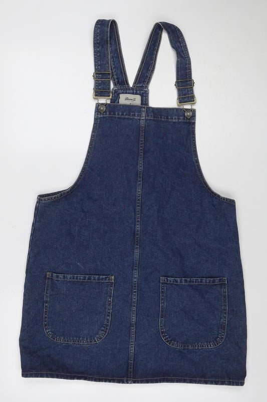 Front view of Denim Co. Women’s Blue UK 14 Denim Pinafore Dungaree Dress