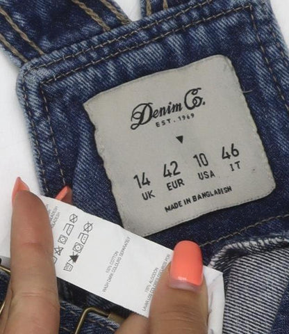 Denim Co. Women’s Blue UK 14 Denim Pinafore Dungaree Dress
