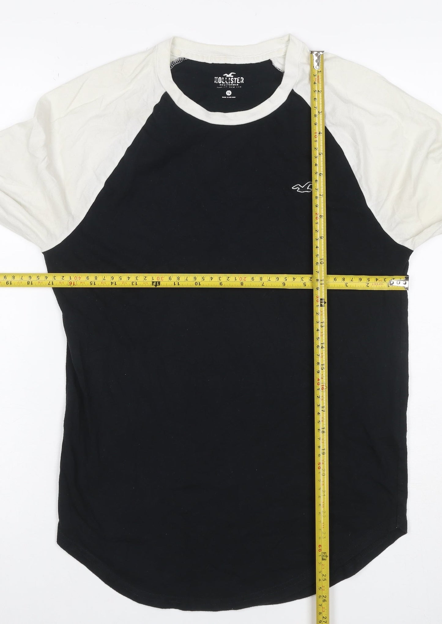 Hollister Men’s XS Black White Colourblock Raglan Long Sleeve T-Shirt
