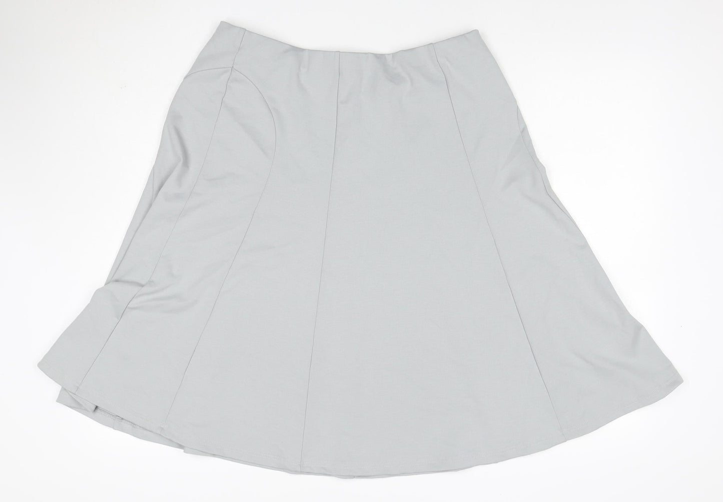 Damart Women Grey UK 18 A-Line Knee Length Stretch Jersey Skirt