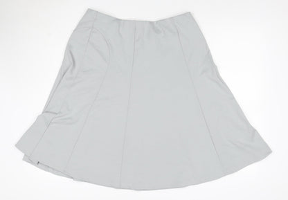 Damart Women Grey UK 18 A-Line Knee Length Stretch Jersey Skirt