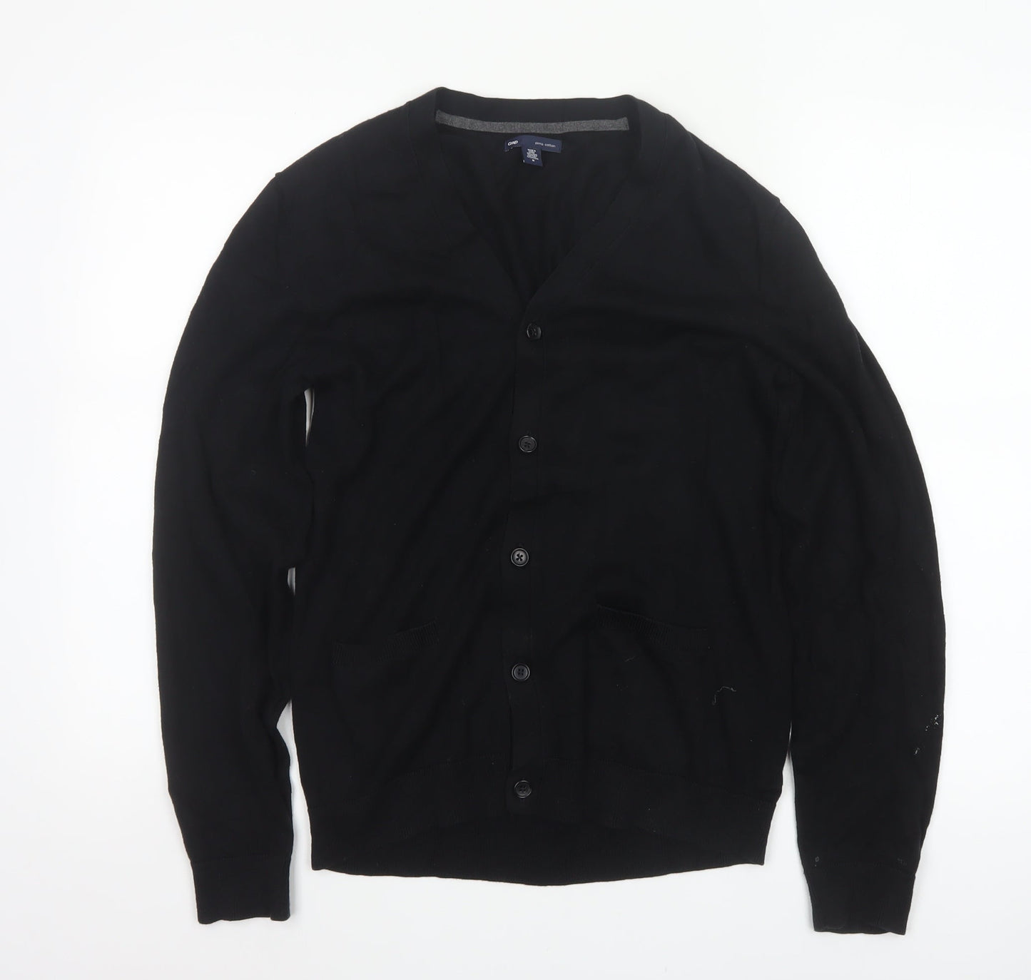 Gap Men's Black M Pima Cotton V-Neck Button Cardigan Pockets