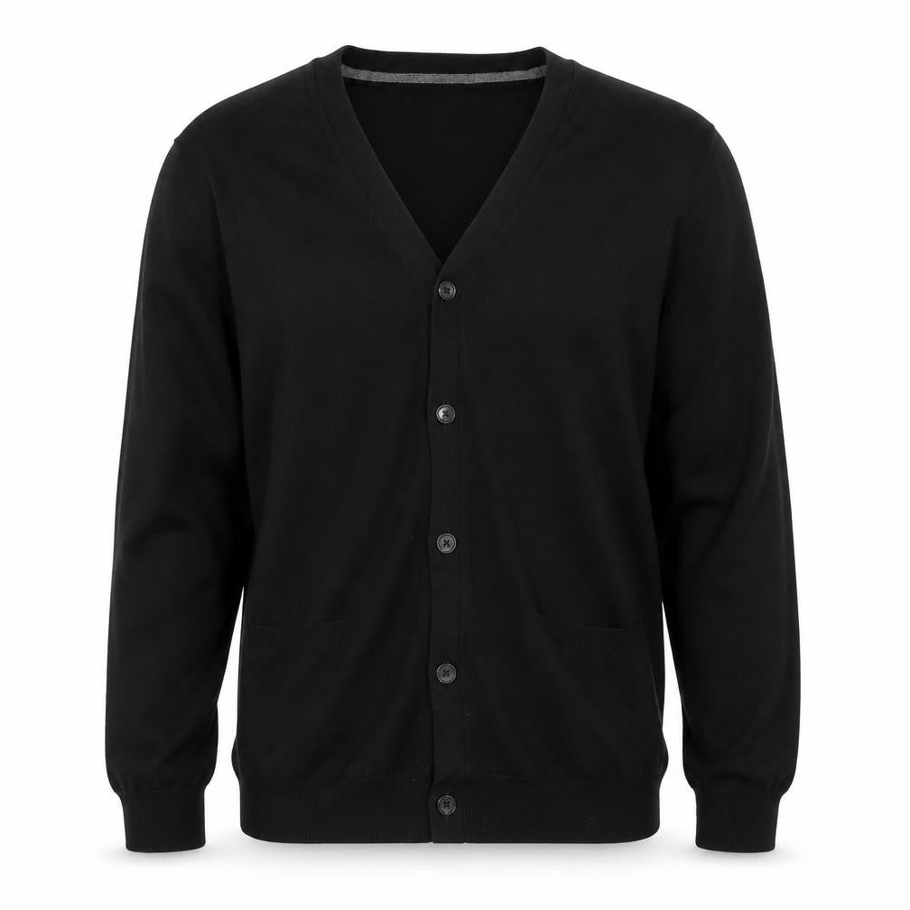 Gap Men's Black M Pima Cotton V-Neck Button Cardigan Pockets