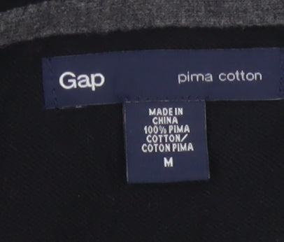 Gap Men's Black M Pima Cotton V-Neck Button Cardigan Pockets