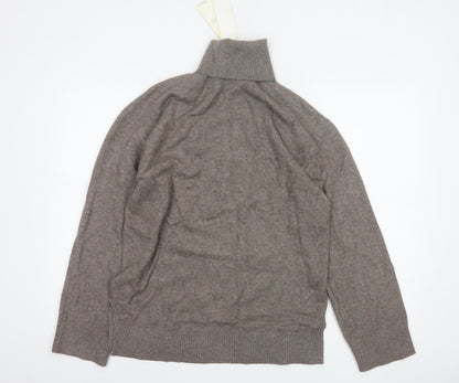 Marks and Spencer Women Brown S Roll Neck Knit Pullover Jumper