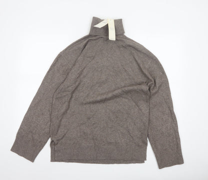 Marks and Spencer Women Brown S Roll Neck Knit Pullover Jumper