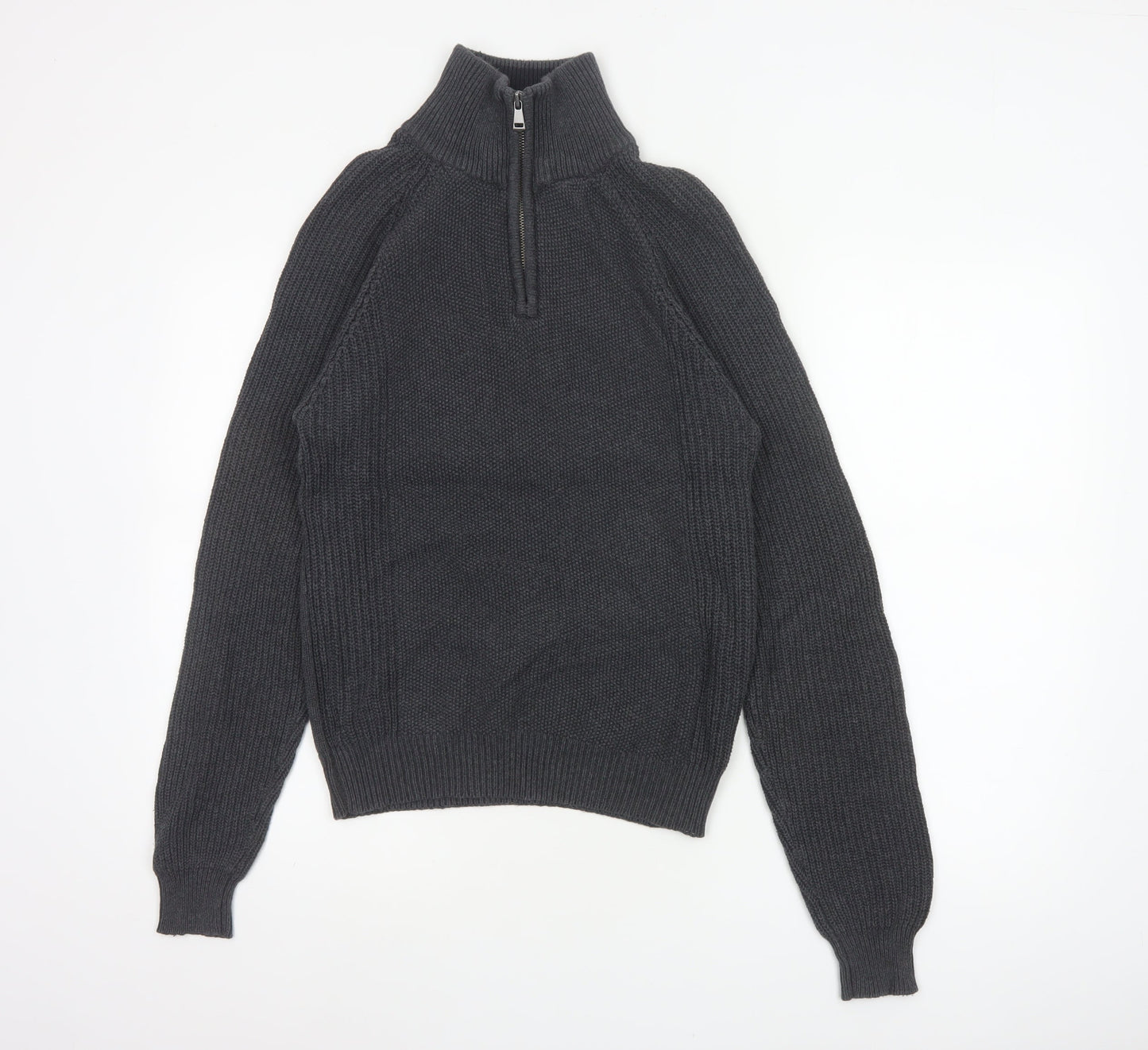 Charles Wilson Men’s Grey Small 1/4 Zip High Neck Knit Jumper