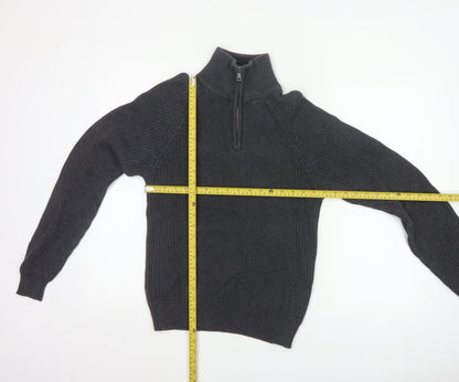 Charles Wilson Men’s Grey Small 1/4 Zip High Neck Knit Jumper