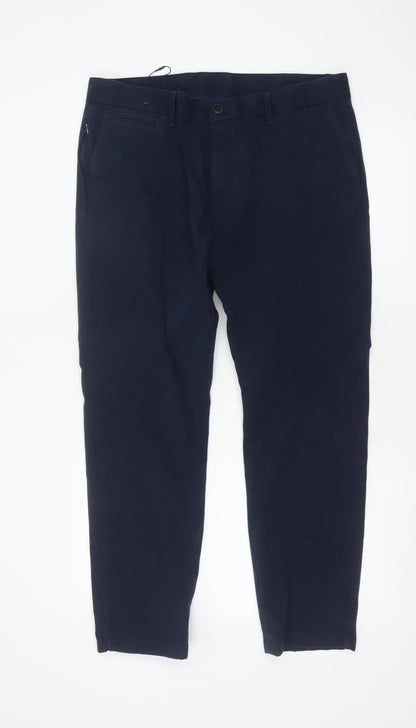 M&S Men’s Blue 36W 29L Slim Ultimate Chino Trousers Stretch