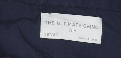 M&S Men’s Blue 36W 29L Slim Ultimate Chino Trousers Stretch