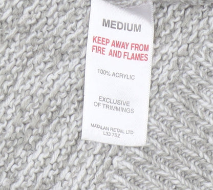 AW85 Men’s Grey Medium Shawl Collar Chunky Knit Acrylic Jumper