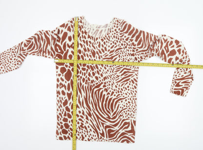 Next Women Beige UK 6 Animal Print Knit Pullover Jumper