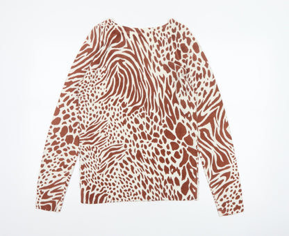 Next Women Beige UK 6 Animal Print Knit Pullover Jumper