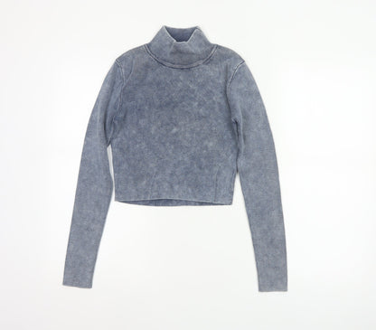 Zara Women’s Blue Roll Neck Slim Fit Knit Pullover Jumper Size M