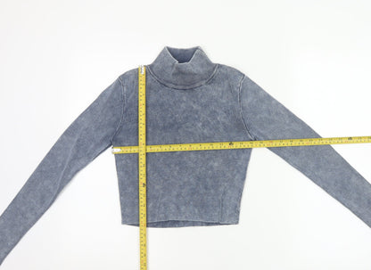 Zara Women’s Blue Roll Neck Slim Fit Knit Pullover Jumper Size M