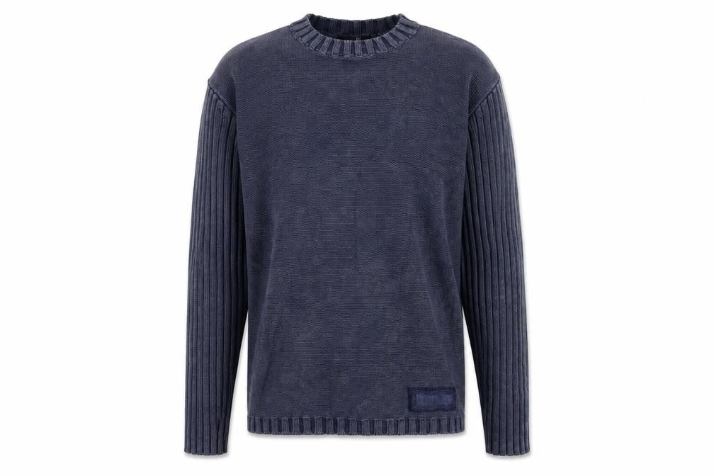 Bhs Men’s Blue Cotton Crew Neck Pullover Jumper Medium Logo Knit