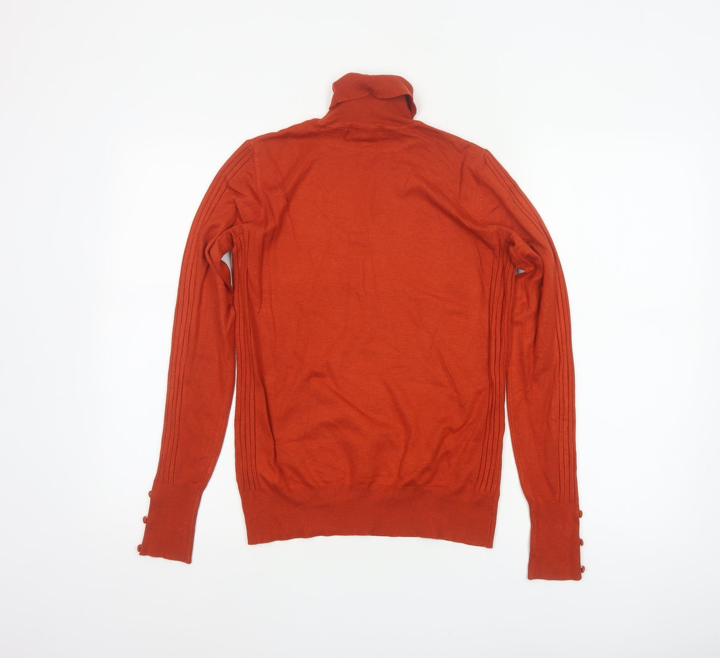 Next Women’s Orange Roll Neck Pullover Jumper UK 10 Tall Rib Knit