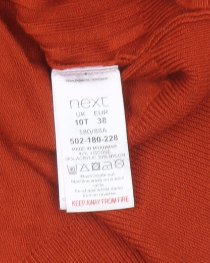 Next Women’s Orange Roll Neck Pullover Jumper UK 10 Tall Rib Knit