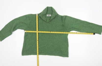 English Weather Women’s Green M Cotton Cable Knit Roll Neck Jumper