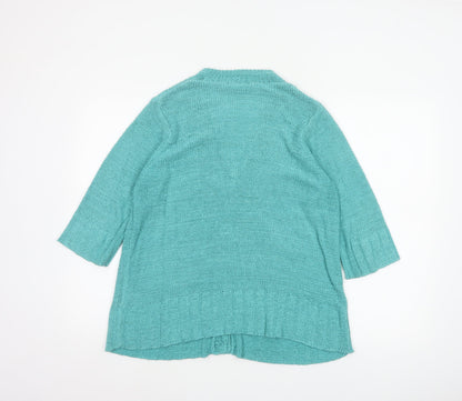 Marks & Spencer Women Blue UK 16 Cable Knit 3/4 Sleeve Cardigan