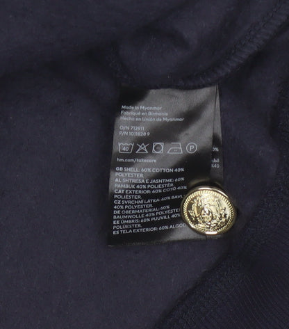 H&M Women’s Blue M Paris Gold Button Pullover Sweatshirt