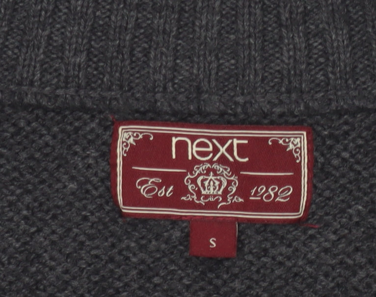 Next Men's Grey Size S Full Zip High Neck Knit Cardigan Pockets
