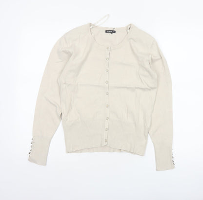 Roman Women Ivory Size 10 Button Knit Round Neck Cardigan