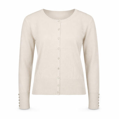 Roman Women Ivory Size 10 Button Knit Round Neck Cardigan