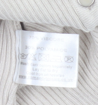 Roman Women Ivory Size 10 Button Knit Round Neck Cardigan