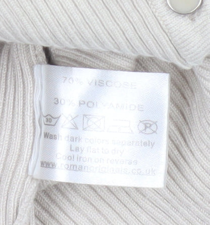 Roman Women Ivory Size 10 Button Knit Round Neck Cardigan