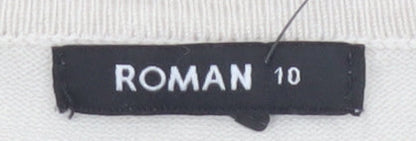 Roman Women Ivory Size 10 Button Knit Round Neck Cardigan